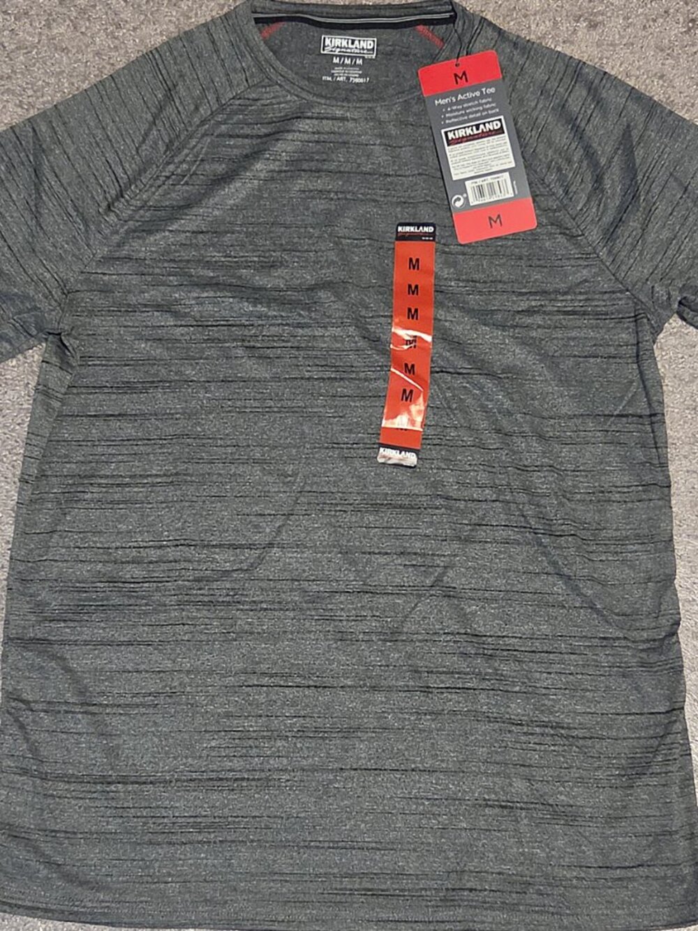 Kirkland Signature Active Tee - Men's Medium, Charcoal Gray